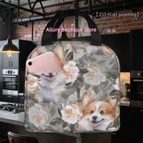 1pc of 2D Printed Corgi Floral Design Reusable Cooler Bag, Featuring a Top Handle, Ideal for Office Use, Outdoor Activities, Bea smėlis