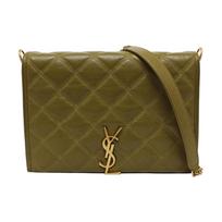 [Pre-Owned] Ysl Becky Gold Logo Quilted Lambskin Underarm Bag Crossbody Shoulder Bag - Very Good #10B15SM ONE SIZE
