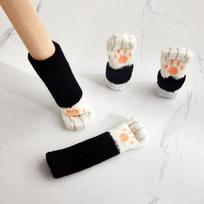 Knitted Chair Leg Covers Cat Paw Design Thickened Protective Silicone Anti-Collision Wear-Resistant Furniture Leg Socks for Table and Chair Feet One Size