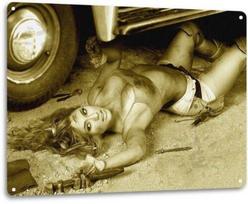 Wrench Pinup Girl Sexy Hot Rod Car Garage Auto Shop Man Cave Decor Metal SignAluminum 20x30cm（7.8x11.8inch）