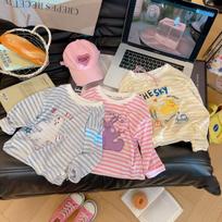 Dopamine Stripe Sun Protection Top: Stylish Long Sleeve Spring/Summer Girls' Base Layer For height 70-80cm gray