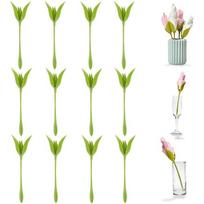Porte-serviettes En Plastique En Forme De Tige Verte Pour Décoration De Table De Fête De Famille (16PCS)