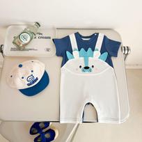 Summer Cartoon Baby Onesie - Short Sleeve Round Neck Romper, Fake Two-Piece for Boys & Girls 90 cm balta