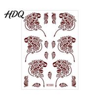 Party Tattoo Stickers Henna Stickers Red Brown Waterproof Lace Temporary Tattoos Body L