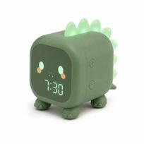Green Dinosaur Child Alarm Clock with Backlit LED Night Light – Dual Alarm, Digital Clock, and Temperature