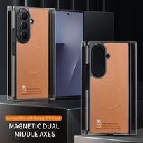 case for Samsung Z FOLD 7 6 5 4 Leather texture magnetic axis protective case Shock Proof Wireless Charging Anti-Fingerprint Galaxy Z Fold7 ruda