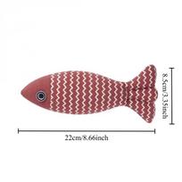1pcs Interactive Catnip Fish Toys for Cats Plush Kitten Chew Bite Toy with Crinkle Sound Teeth Cleaning Pet Toy for Indoor Cats (Red,22x8.5cm) raudona