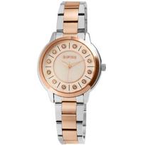 Montre-bracelet femme - RAPTOR - Gloriani - Bicolore argenté & rose doré - Cadran nacre 35 mm - Quartz Miyota 2035 rožinė