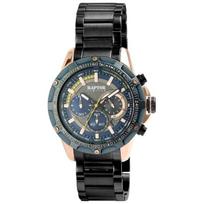 Montre Homme - RAPTOR - Omran - Boîtier métal 46 mm - Cadran bleu - Bracelet acier inox noir 22 mm juoda