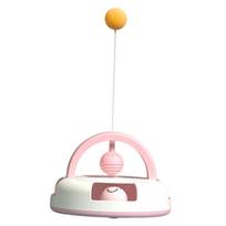Interactive Toys Moving Balls Feather Stick Catnip Turntable Teaser for Cats Kitty Chasing Exercising Hunting rožinė
