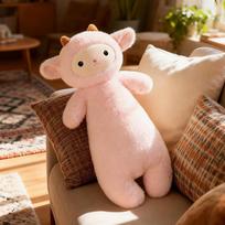 Adorable Cartoon Sheep Plush Long Body Pillow Soft Cozy Long Animal Doll Warm Sleeping Pillow Kawaii Bedroom Decor Girls Gift 80cm rožinė