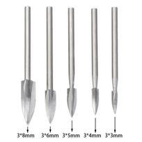5PC Wood Carving Drill HSS Engraving Bit Set For Woodworking Carbide Grinding Tool Carbide Root Milling Grinder Burr Carve Tool 5pcs set