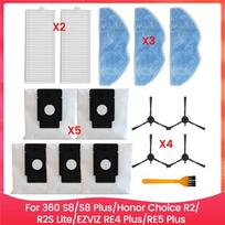 LITE-For 360 S8/S8 Plus/Honor Choice R2/R2S Lite/EZVIZ RE4 Plus/RE5 Replacement Parts Brush Filter Dust Bag Mop Cloth A
