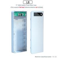 DIY 18650 Power Bank Case Battery Holder Dual USB Type C Charge Shell for iPhone Xiaomi Huawei, 8 Slot 18650 Battery Storage Box