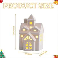 LED Ceramic Christmas House Mini Village Set Holiday Table Centerpiece Decor for Tabletop Shelf Party Favors Christmas Gifts