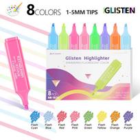 Brush Markers Pen Factory Custom 8 Colors Water-Based Glitter Highlighter Plastic Dry-Erase Wet-Erase Toe Brush Marker Pen