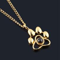 2022 Cat Dog Paw Pet Photo Projection Pendant Necklace Footprints 100 Languages I Love You Choker Necklace for Women Men Jewelry auksas