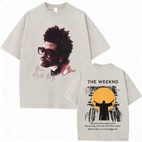 Washed Vintage Rapper The Weeknd Dawn FM Album Graphic Tshirt Men Women Hip Hop Fashion Pop Music Tshirts Male Casual T Shirts S