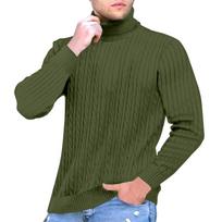 Men's Turtleneck Sweater Men's Casual Fashion Pullover Bottoming Sweater L armijos žalia spalva