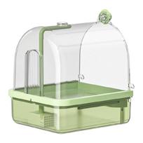 Automatic Pet Fountain Water Circulating Bird Bath Tub, Parrots Shower Box with Adjustable Water Flowing žalia