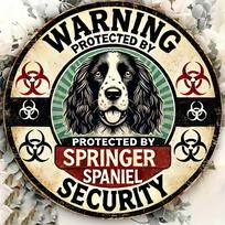pc D Flat print Metal  sign Spaniel Guardian Round Metal Sign  Perfect for Home Bar Cafe  Garage Decor 20x20cm(8x8inch)