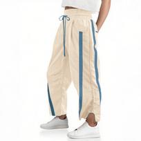 Women's Baggy Wide Leg Pants Casual Drawstring Elastic Waisted Color Workout Track Pants L smėlis