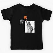 Funny Statue Of Liberty Basketball Collage Art Kids T-Shirt 140