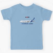Illustration of Airbus A380  Love at First Flight  - Blue Version Kids T-Shirt 120