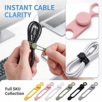 6-Pack Silicone Cable Ties, Reusable for Charging Cables - Strong Wire Wraps for Home, Travel One Size