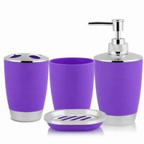 4 Piece Includes Cup Toothbrush Holder Soap Dish Bathroom Suit Accessories  Home Storage violetinė