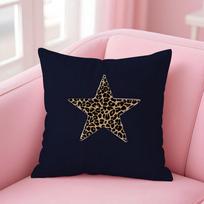 S-Stars Plaid Leopard Print Apples Cushion Cover Pillow Case Soft Friendly Fabric & Concealed Zipper Peach skin 18*18(CM)-1Pcs