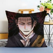 J-Jujutsu Kaisen Cushion Cover Washable Linen Pillowcase Soft For Sofa Bed Cozy Home Room Decor Peach skin 18*18(CM)-1Pcs