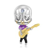 Gitara Kaukolė Animacinių filmų žavesys 925 Sterling Silver Džentelmenas Klounas Skeletas Emalio karoliukai Moterims Apyrankės Papuošalai Dropshipping