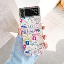 For Samsung Galaxy Z Flip 4 3 Case Stamp Label Painted Transparent Shockproof Pc Hard Back Cover For Samsung Z Flip4 Zflip3 Case Only Case