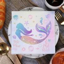 Vienkartinė vakarėlio servetėlė, dvisluoksnė 20 vienetų / supakuokite undinėlės raštus 20Pcs