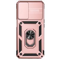 For Oppo A16/Oppo A16s/Oppo A54s/Oppo A54 (4G)/Oppo A55 (4G)/Oppo A55 5G armor Phone Case Camera Lens Protection Metal Ring Stand Shockproof Case Oppo A55 5G rožinio aukso spalvos
