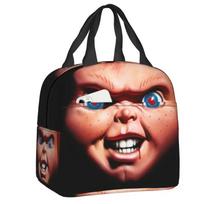 Horror Killer Chucky Insulated Lunch Bag for Camping Travel Child's Play Movie Leakproof Thermal Cooler Bento Box Women Children 22x20x13CM smėlis