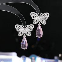 Women's Light Luxury Design Elegant Droplet Butterfly Earrings Fashionable And Versatile Niche Design Earrings Daily Accessories
