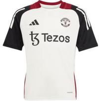 Adidas Tiro 24 Manchester United Training Striped Minimalist Versatile Sports Short Sleeve Football Shirt Men Tops Off-White Black JE3726 XL