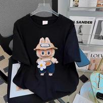 2025 Popular Labubu Short Sleeved T-shirt Women's Loose Round Neck Top Women's Unique Fashionable Clothing M