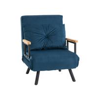 Canapé-lit - HOMCOM - Fauteuil relax - Velours bleu - Dossier réglable - 1 place mėlyna