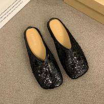 Fashion Woman Mules Slippers Flat Silver Sandals Sequins Shoes for Women Pvc Korea Style Low Price Chic and Elegant Casual 39 New Slides 35