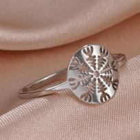 Viking Aegishjalmur Helm of Awe Ring Norse Vegvisir Compass Stainless Steel Cut Out Scandinavian Jewelry 7