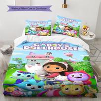 Gabby Dollhouse Pattern Bedding Quilt Set Quilt Cover Pillowcase Home Decoration Birthday Gift (1 * duvet cover + 2 * pillowcase, without core) 135x200cm