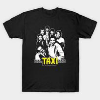 Men Black Print T-shirt Taxi No-Cut Transfer Paper Print Cotton Tshirt L juoda