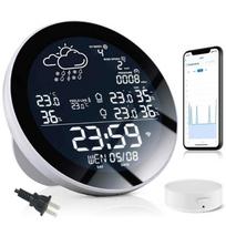 Digital Weather Stations Hygrometer Thermometers with Temperature Moisture Sensors for Indoor Outdoor Use Radio Clock