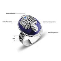 Originalus 925 svarų sidabro Damon Salvatore žiedas The Vampire Diaries žiedai Vyriškas su natūraliu lapis lazuli akmeniu Papuošalas