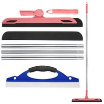 Heavy-Duty Floor Squeegee - Long Handle for Bathroom, Kitchen & Garage Cleaning rožinė