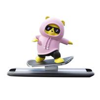Mini Skateboard Bear Car Center Console Ornaments Car Decoration Interior Accessories Cute Doll Car Dashboard Decoration rožinė