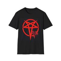 Red Evil Inverted Pentagram T-Shirt Gift Black Tee S